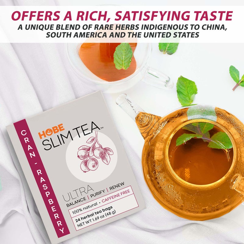 Hobe Labs Cran-Raspberry Tea - Natural Herbal Infusion for Body Balance and Refreshment - Caffeine-Free (24 Tea Bags) - Image 3